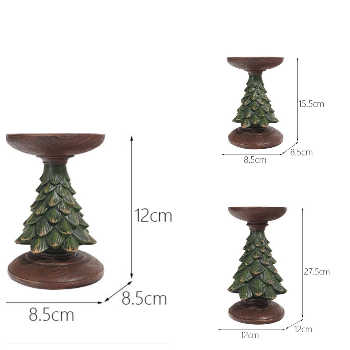 Resin Wooden Christmas Tree Candle Holder Base Figurine Christmas Decorations Candlestick Craft Home Living Room Decor - Image 6