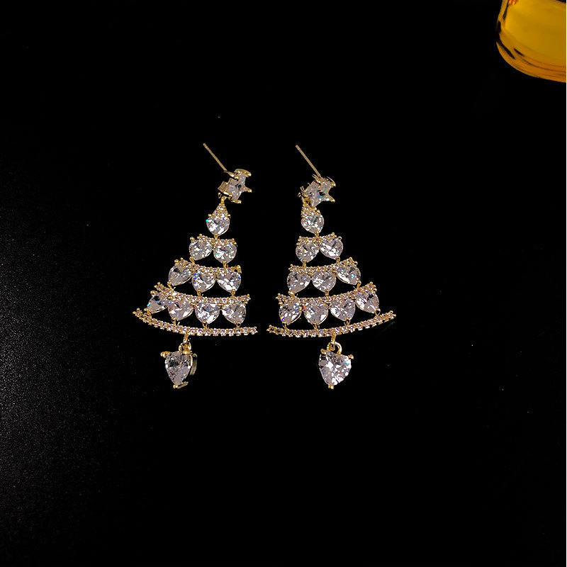 Women's High-quality Silver Needle Christmas Tree Earrings - Image 2