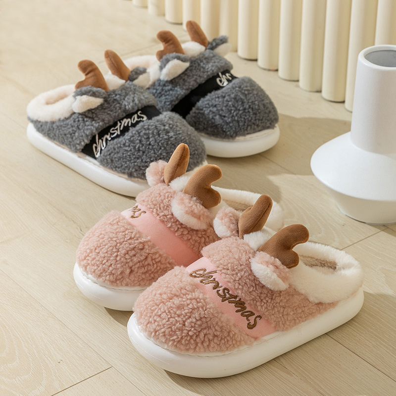 Christmas Shoes Winter Home Slippers Elk Soft Cozy Bedroom Slipper Slip On House Shoes - Image 6