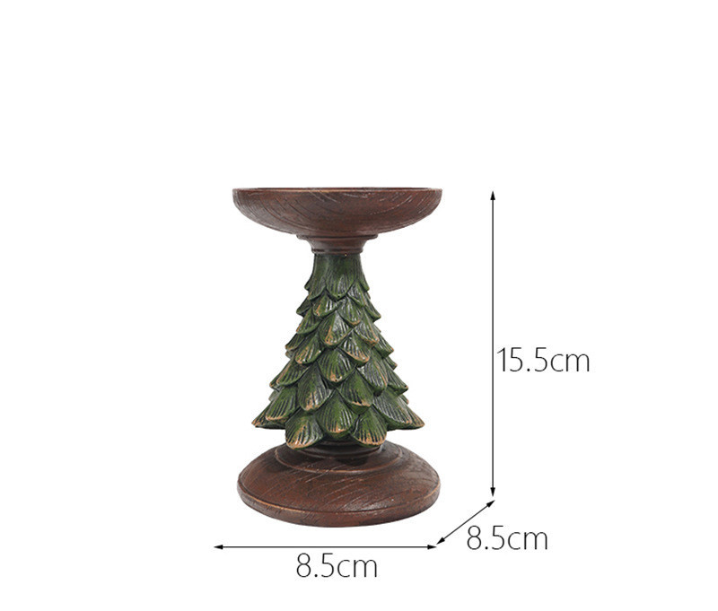 Resin Wooden Christmas Tree Candle Holder Base Figurine Christmas Decorations Candlestick Craft Home Living Room Decor - Image 5