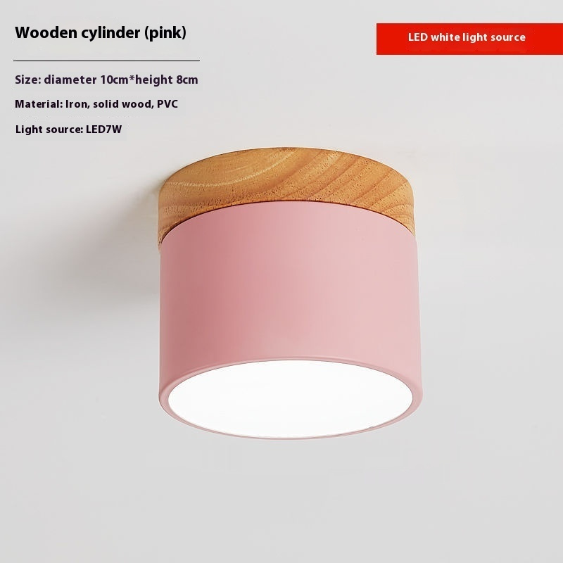 Simple Hallway Balcony Macaron Solid Wood Lamp - Image 6