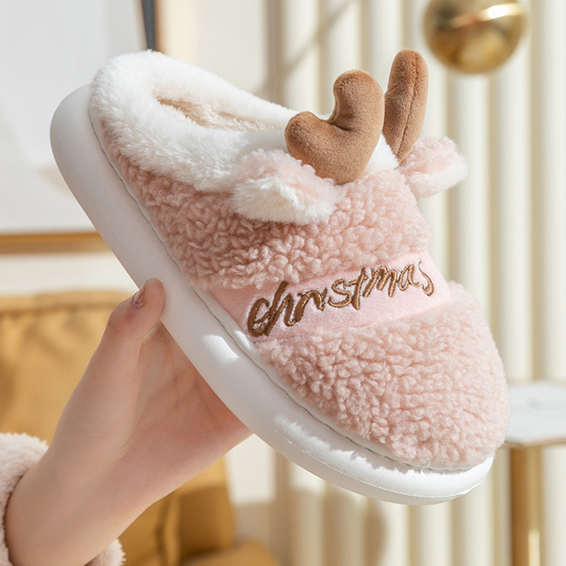 Christmas Shoes Winter Home Slippers Elk Soft Cozy Bedroom Slipper Slip On House Shoes - Image 7