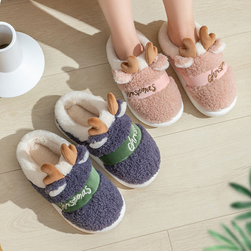 Christmas Shoes Winter Home Slippers Elk Soft Cozy Bedroom Slipper Slip On House Shoes - Image 8