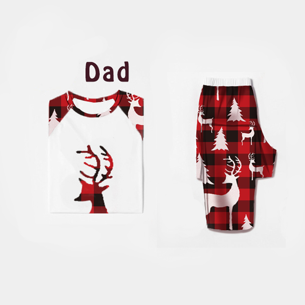 Christmas European And American Christmas Deer Head Print Parent-child Home Service Suit - Image 2