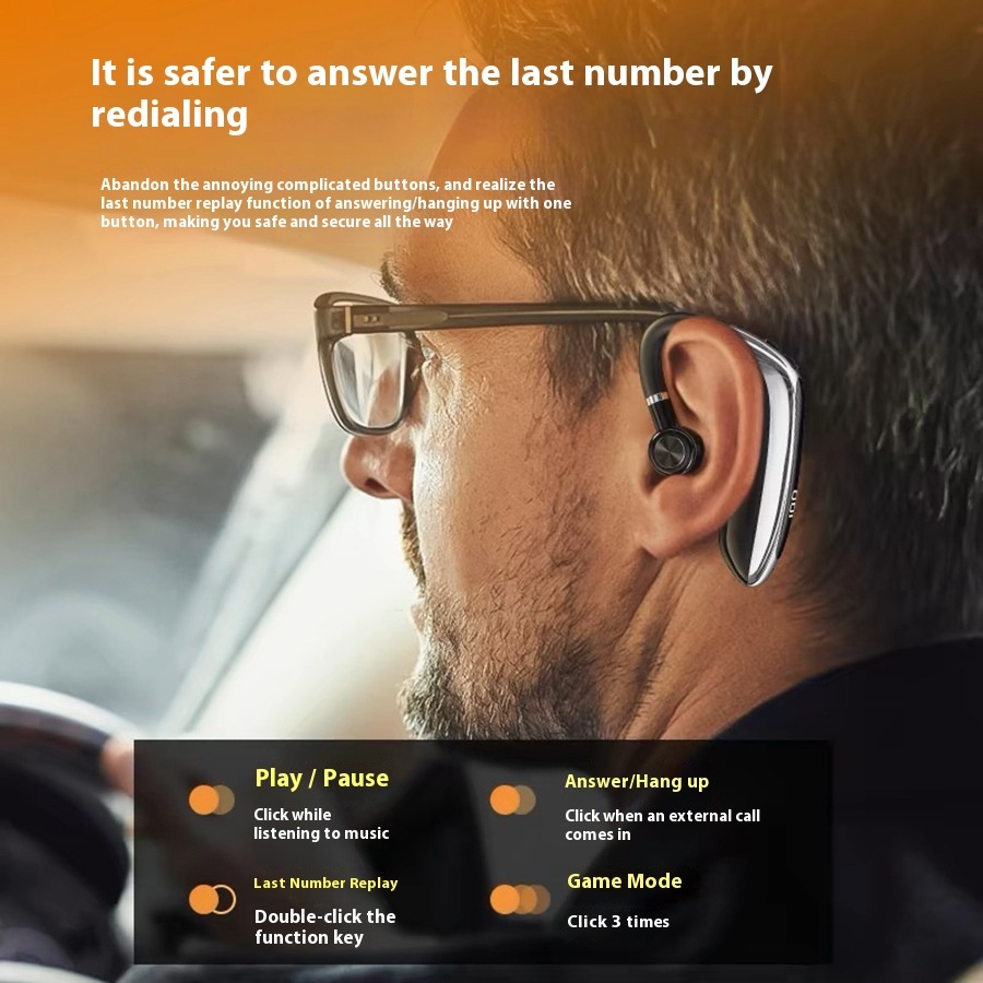 Wireless Bluetooth Headset For Ultra-long Life Battery Clip-on - Image 3