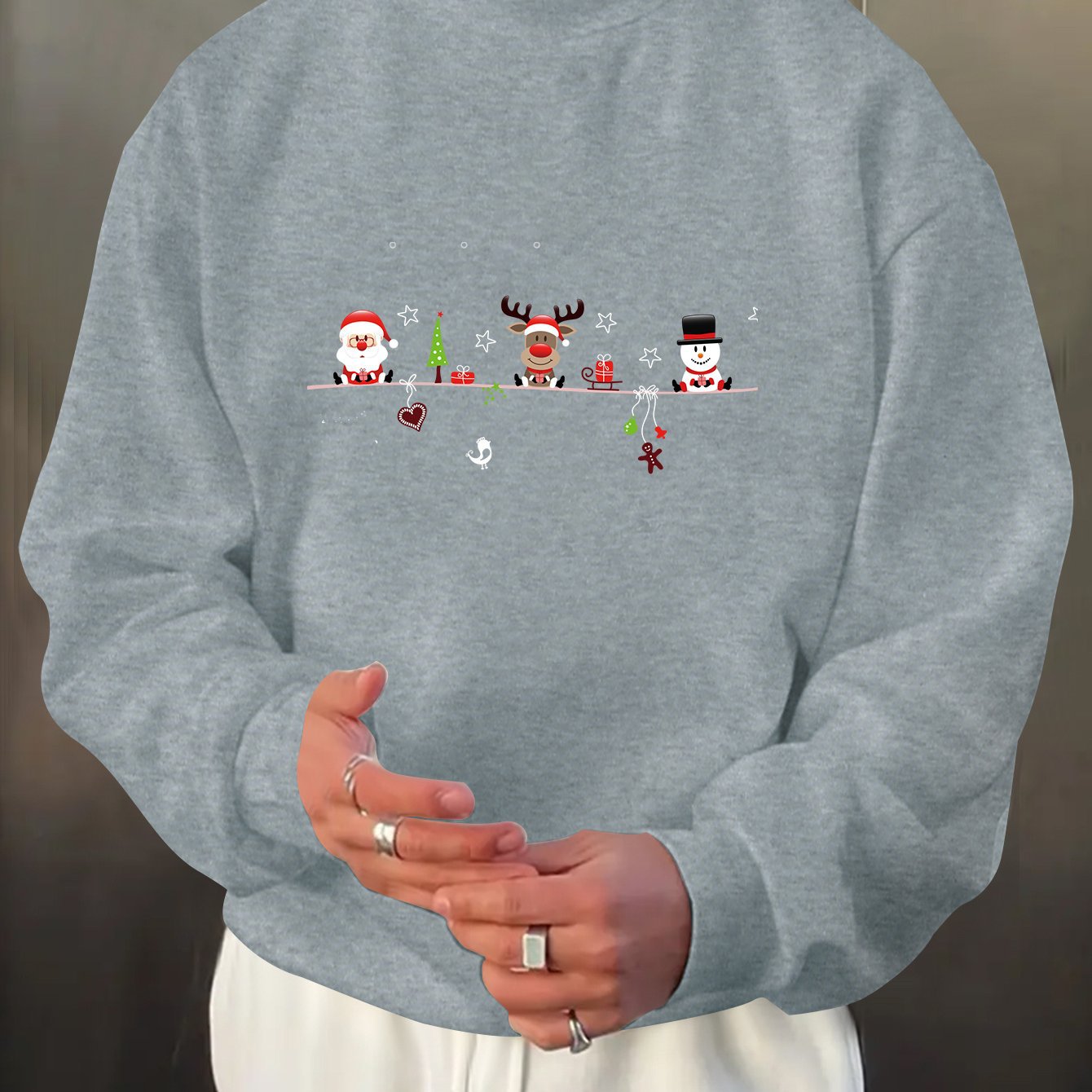 Men'S Christmas Print Long Sleeve Sweatshirt, Casual Spo - Image 8