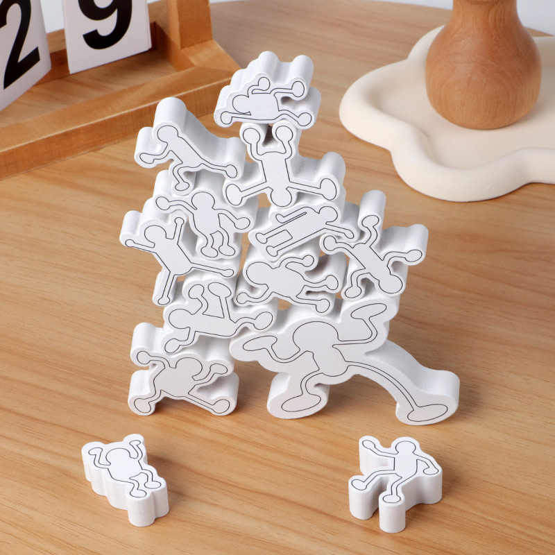 Christmas toy gift mini irregular little person stacking high children's early education puzzle balance stacking music focus training building block toys - Image 2
