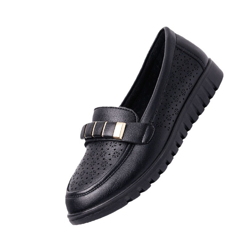 Thick Sole Loafer Women's Casual Breathable Small Leather Shoes Fashionable Mom Shoes Casual Wide Size Single Shoes - Image 5