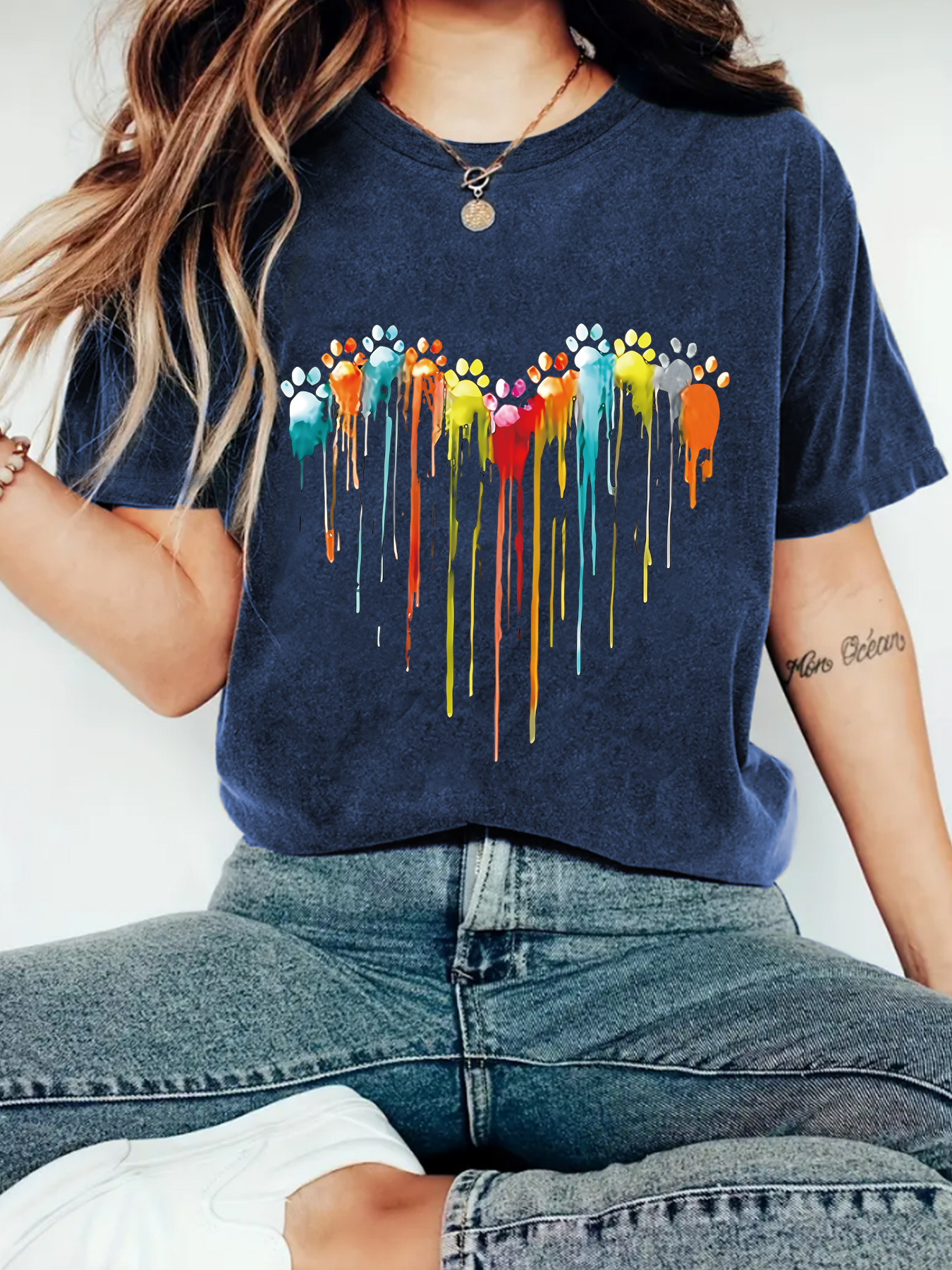 Love print new round neck short sleeved shirt - Image 8