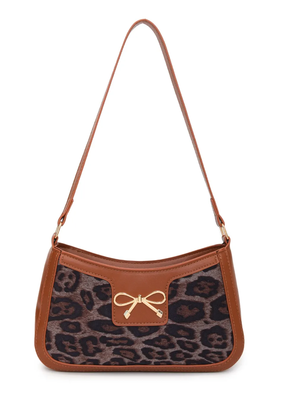 Bow Leopard PU Leather Handbag - Image 7