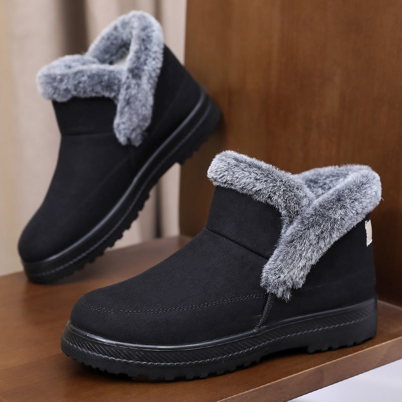 Winter Women's Plus Size Cotton Boots with Fleece Lining and Thickening for Outdoor Leisure Snow Boots Mid-Calf Cotton Shoes - Image 3