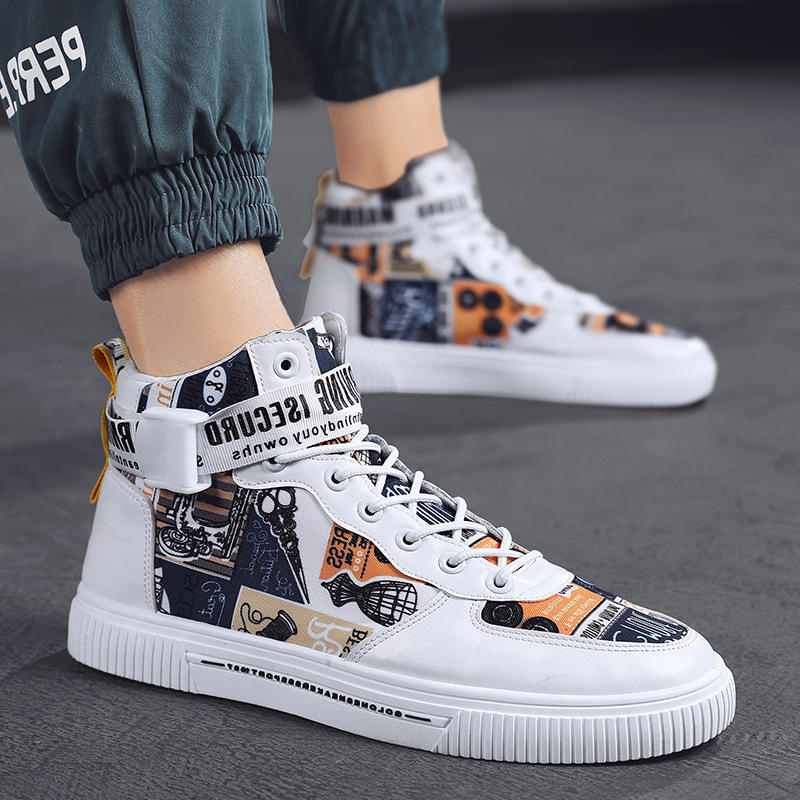 Spring men's trendy shoes, new black high top shoes for teenagers, sports shoes for boys, junior high school students, and men's adobe shoes - Image 2