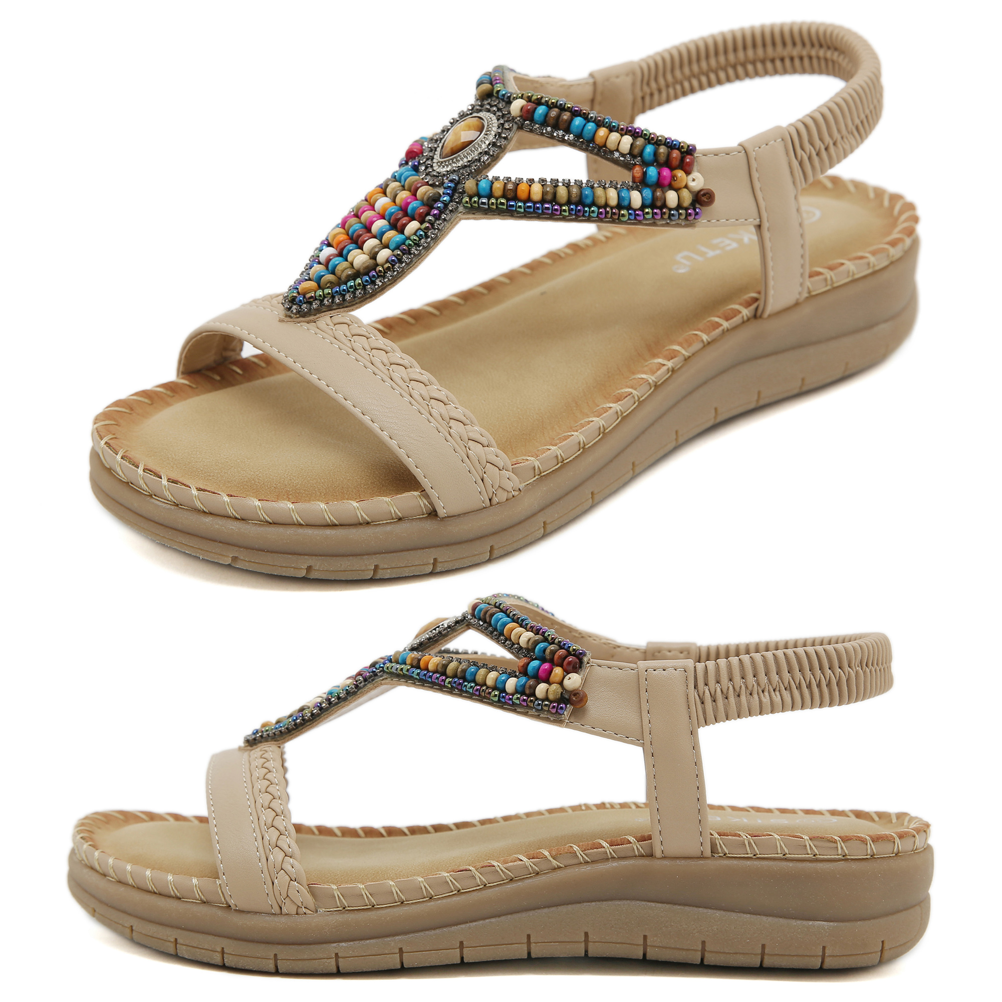 Sandals Bohemian rhinestone comfortable round head plus size - Image 8