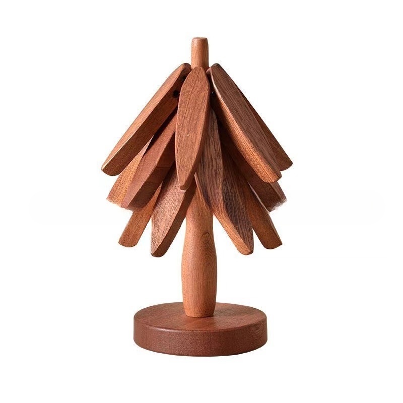 Wooden Creative Walnut Tree Solid Wood Insulation Mat Christmas Tree Insulation Table Mat Household Cup Mat Sand Pot Mat - Image 7