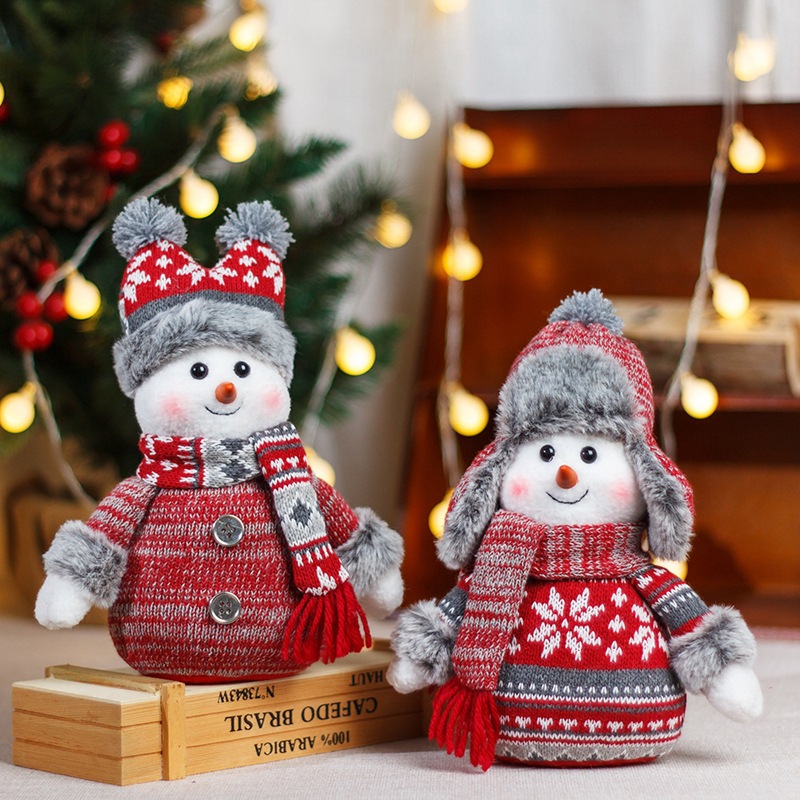 Doll Lei Feng Hat Scarf Snowman Doll Window Display Cute Christmas Snowman Cloth Doll - Image 2