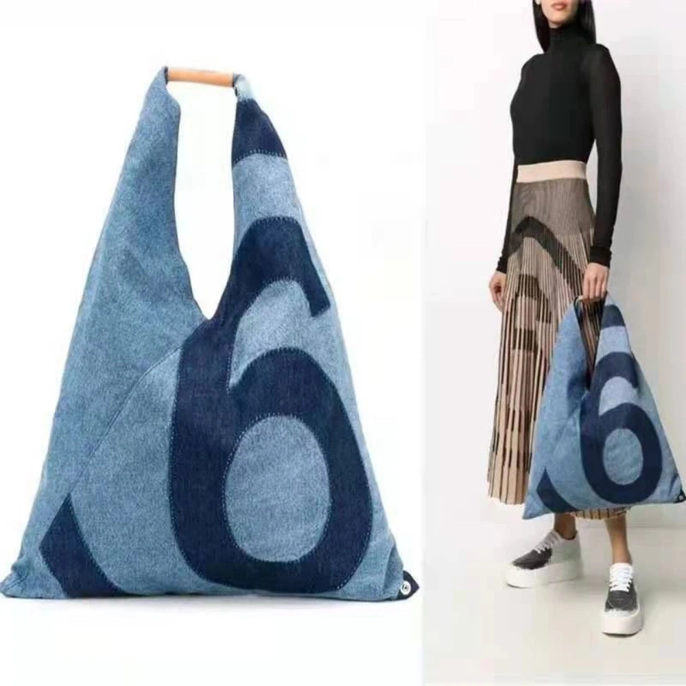 Ins Unisex Portable Tote Bag Adult Denim Cloth Bag Niche Design New Fashion Large Capacity Commuting Shoulder Bag - Image 2