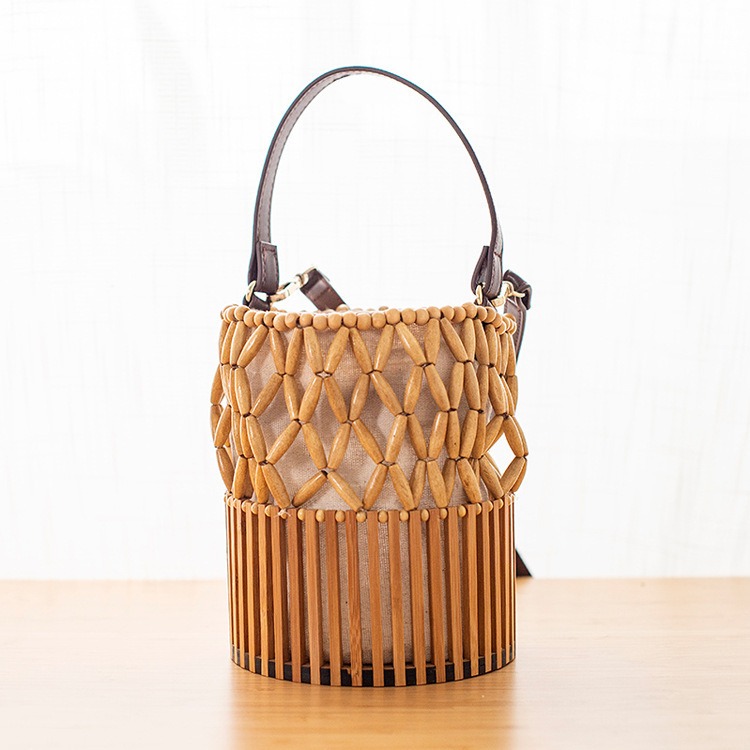 Crossbody bamboo bag hand woven bamboo bag rattan woven bag vacation beach bag craft shoulder bag - Image 5