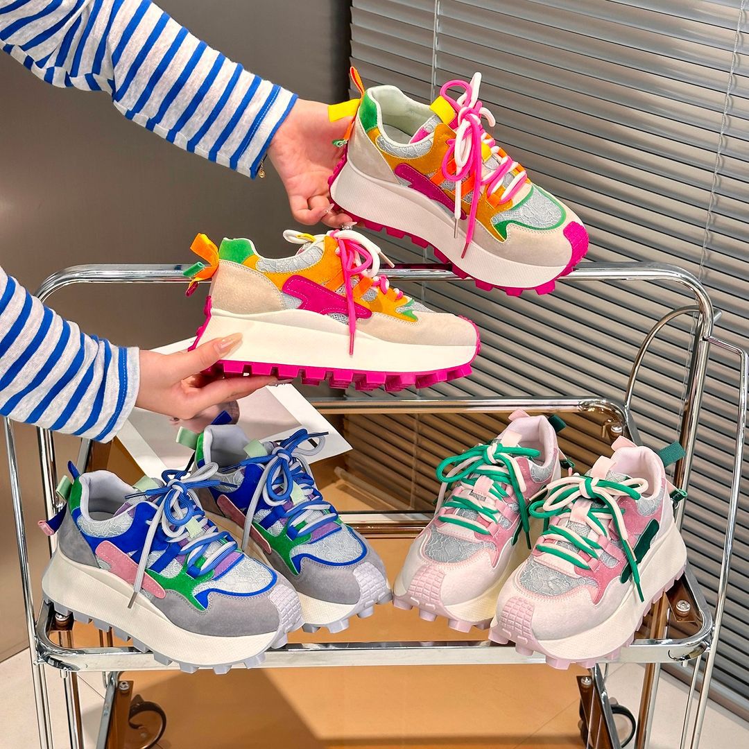 Breathable mesh single mesh thick sole white casual sports mesh shoes - Image 4