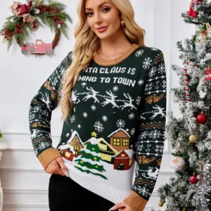 Casual round neck Christmas sweater with lazy style autumn and winter pullover sweater