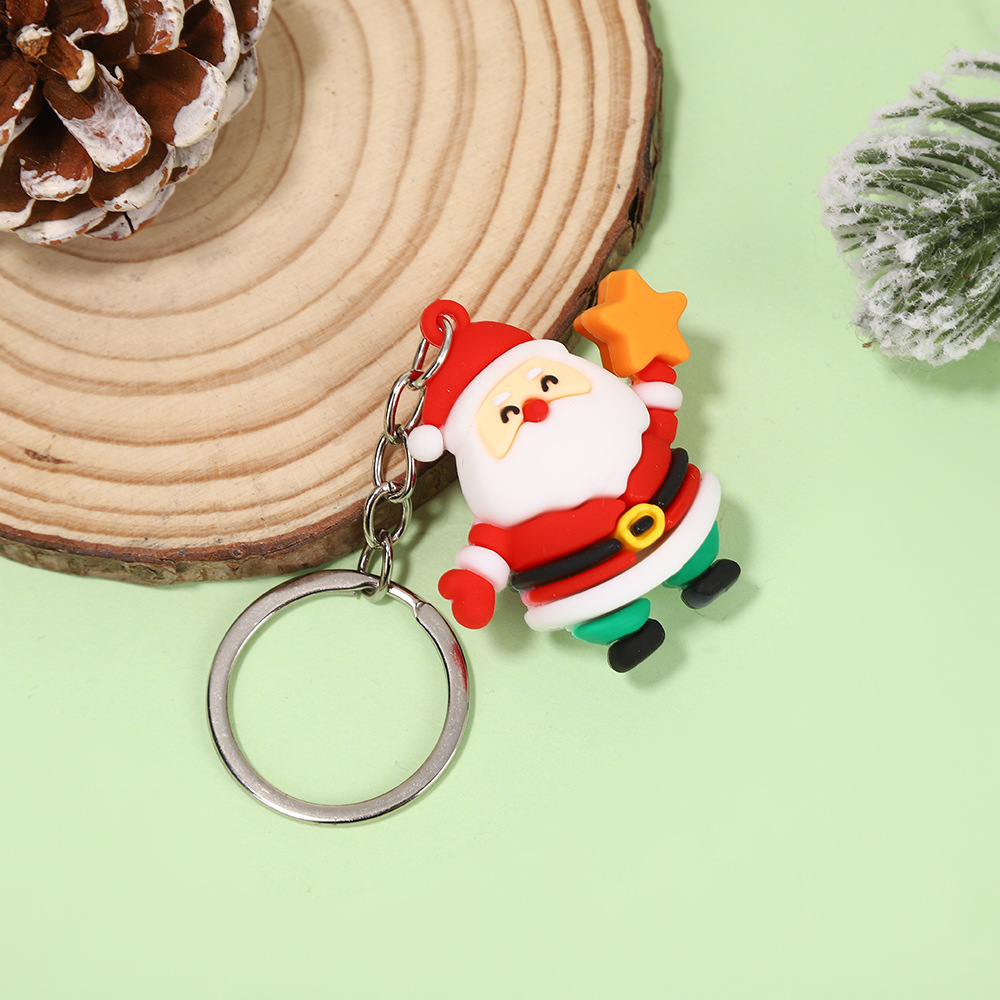 Christmas series keychains cute cartoon soft rubber dolls creative three-dimensional Santa Claus pendants small gifts