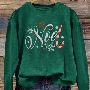 Women's Vintage Christmas Snowflake & Candy Cane Graphic Pri