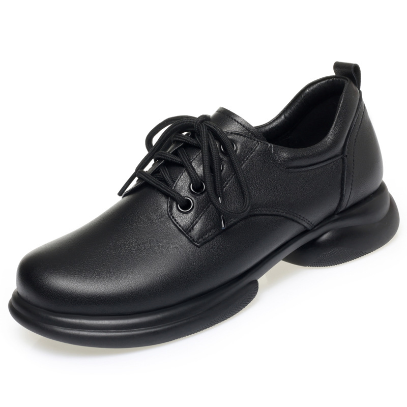 Fashion women's single leather shoes low heel thick heel casual single shoes - Image 5