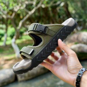 Men's Summer Outdoor Casual Roman Beach Sandals Slip-Resistant Wearable Water Soft Sole One-Word Sandals