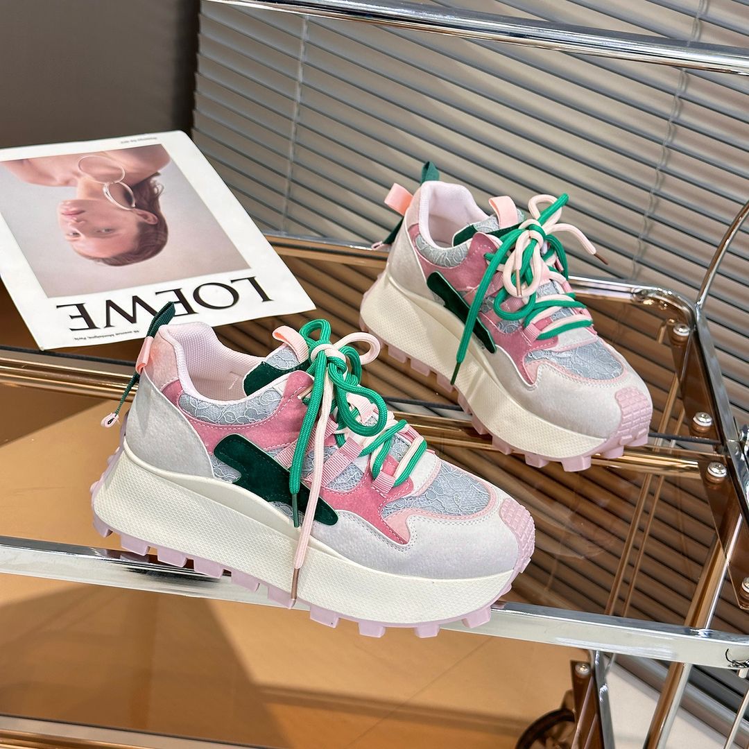 Breathable mesh single mesh thick sole white casual sports mesh shoes - Image 3