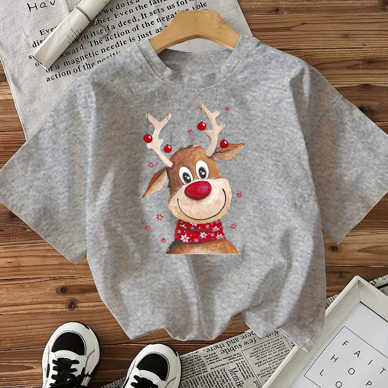 Fashionable Style Short Sleeve Cotton Women's Top American Christmas New Arrival - Image 3