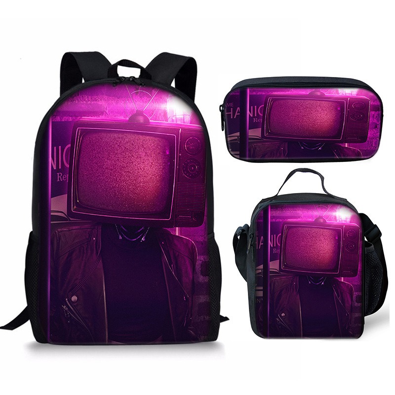 New 3PC-SET Skibidi Toilet Man Backpack Custom Game Peripheral Schoolbags For Primary Secondary School Teenage - Image 34