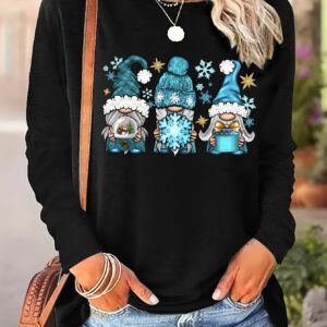 [Christmas Graphic Sweatshirt] Christmas Graphic Print Crew