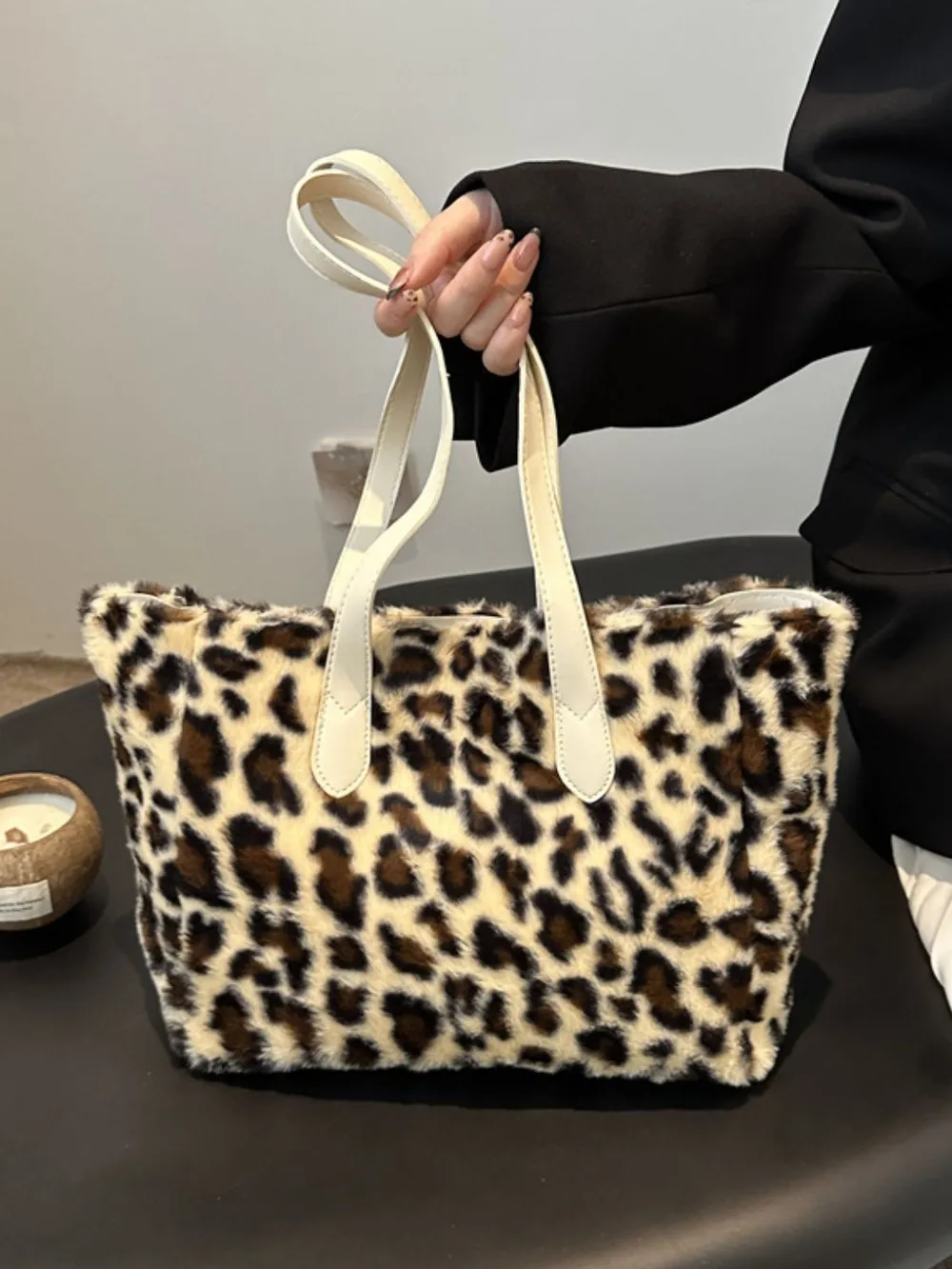 Leopard Fluff Tote Bag - Image 11