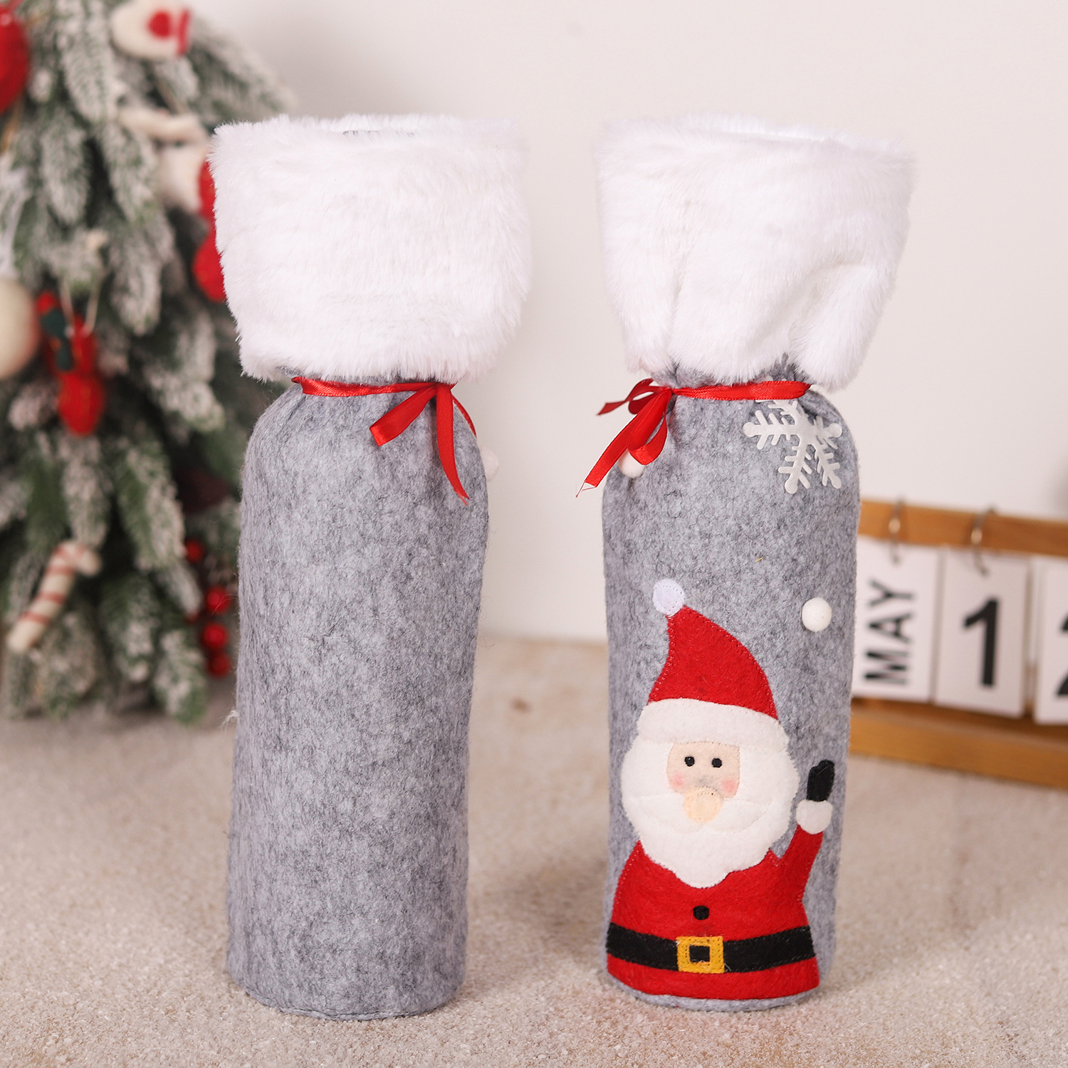 Christmas supplies red wine bottle covers elderly snowmen elk red wine bags household items - Image 4