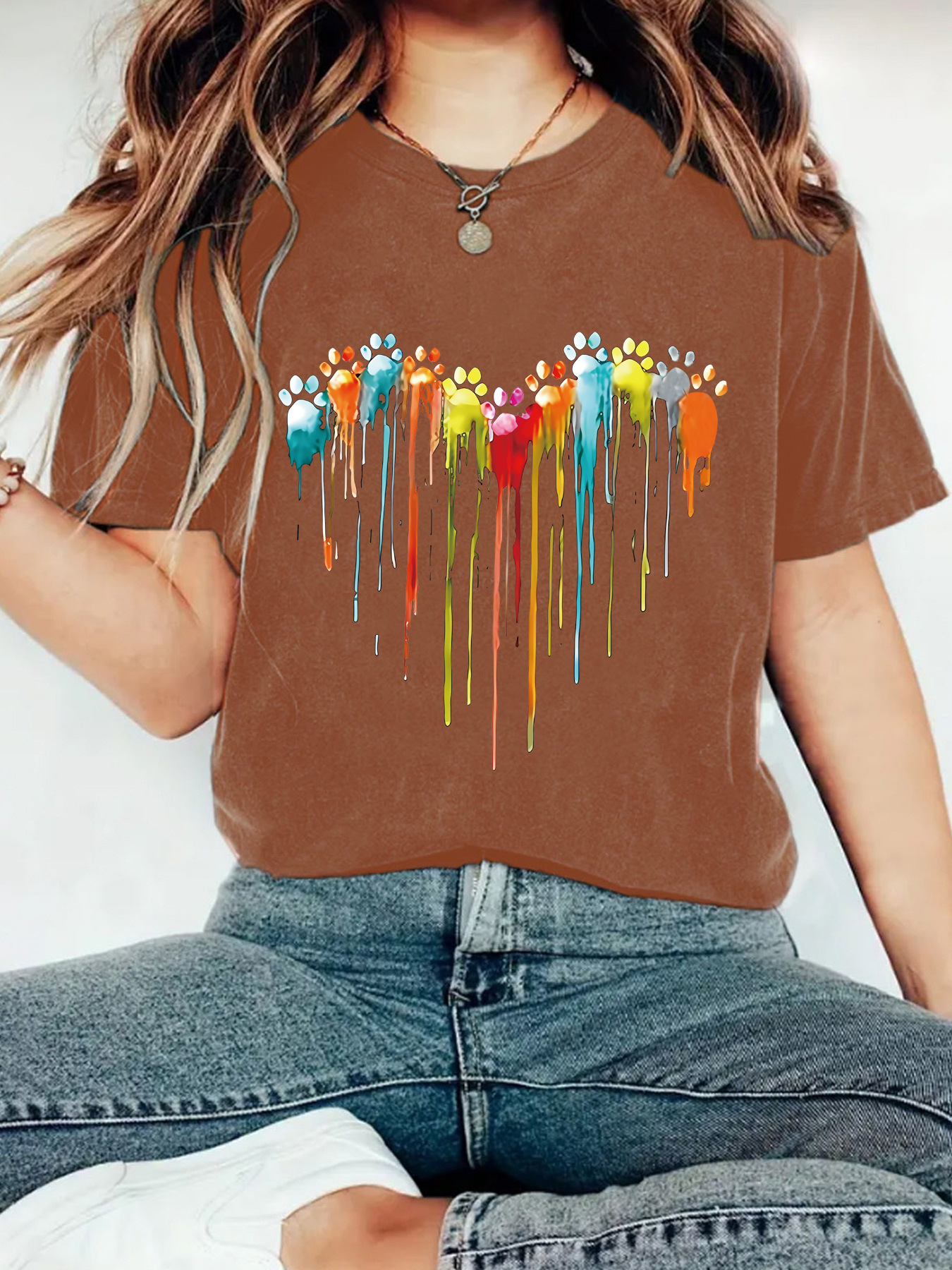 Love print new round neck short sleeved shirt - Image 15