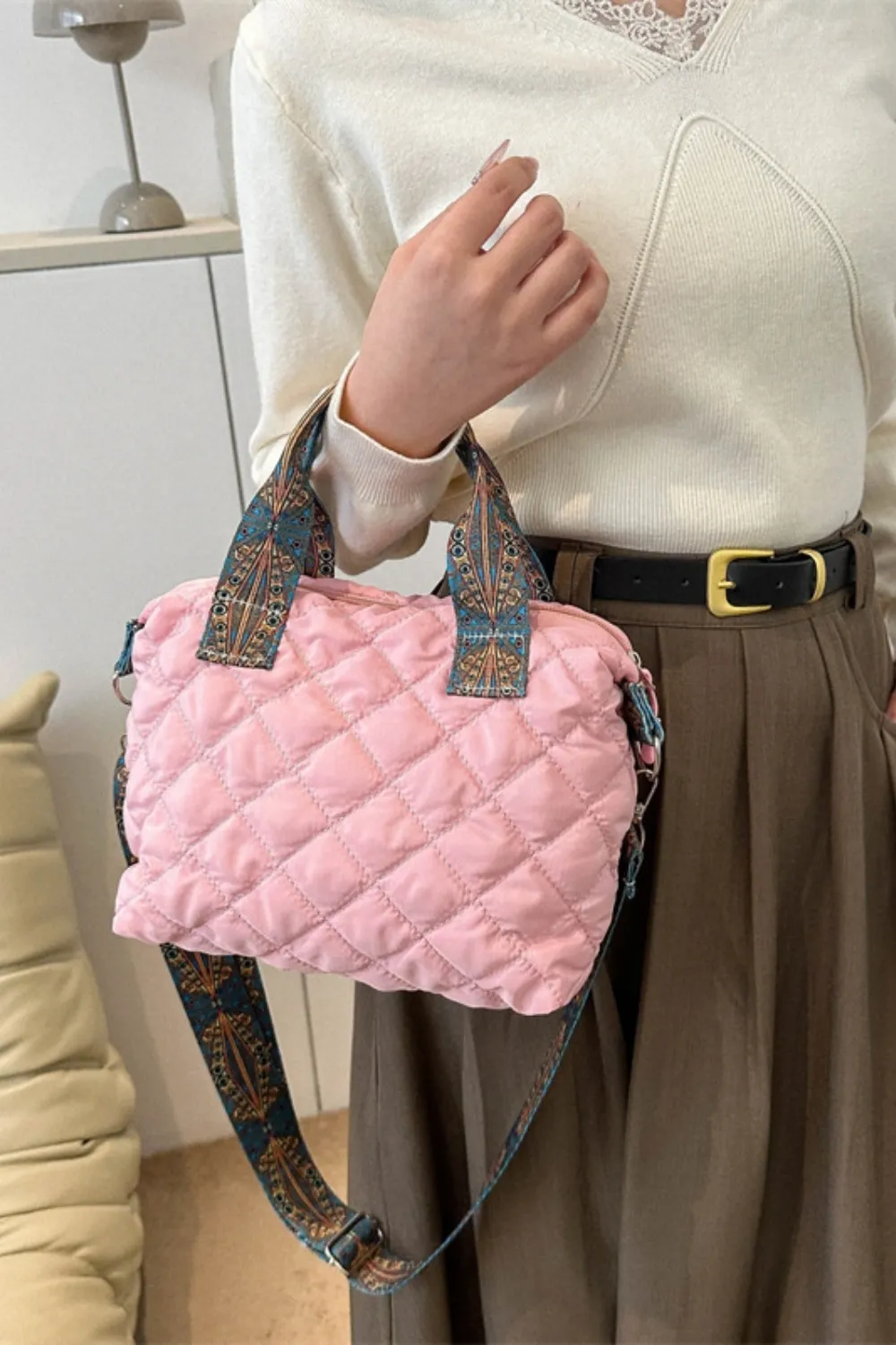 Bubble Textured Printed Strap Handbag - Image 9