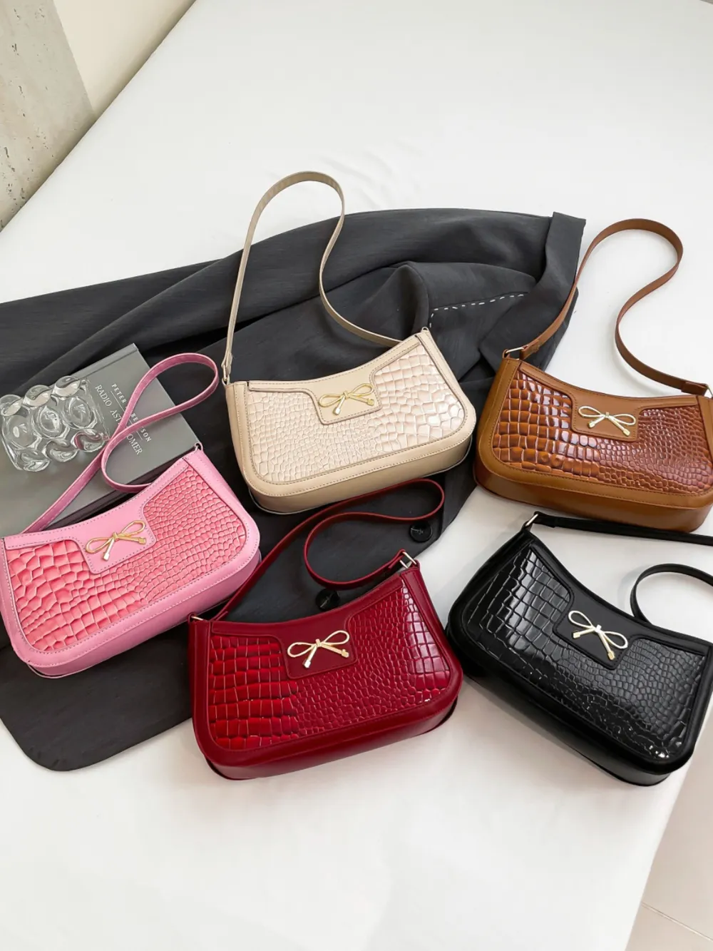 Bow PU Leather Shoulder Bag - Image 11