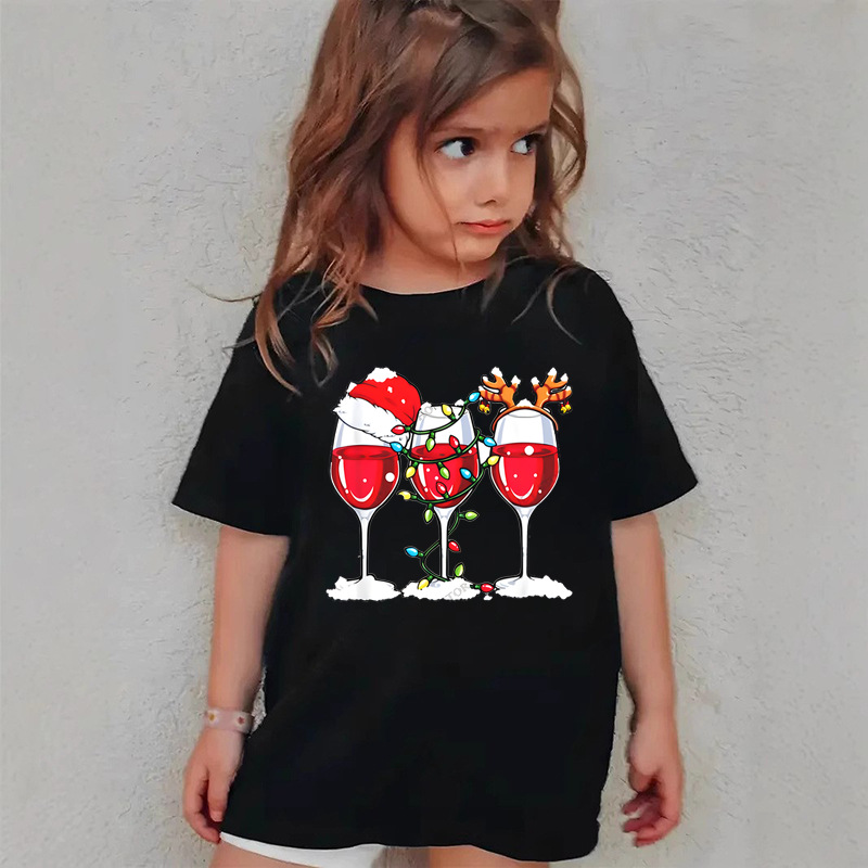 Combed Cotton New Christmas Children's Short Sleeve Girls' T-Shirt Kids Clothing Boys' Short Sleeve - Image 5