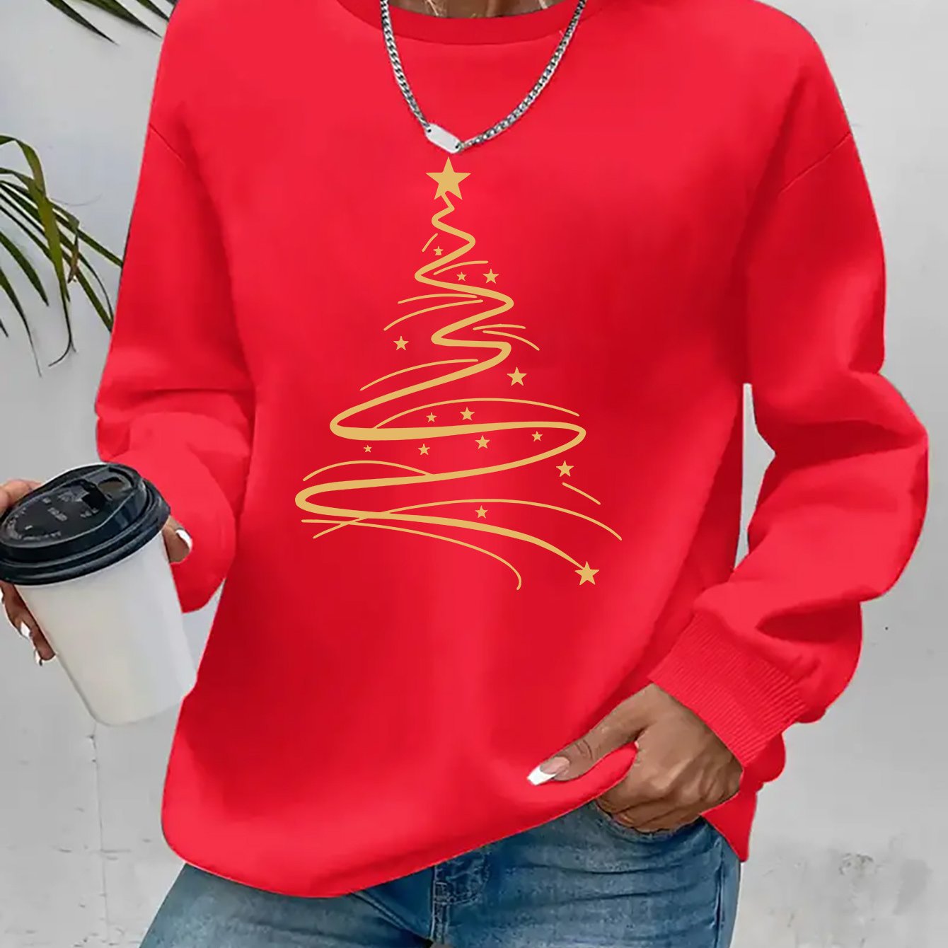 Women's Casual Christmas Print Long Sleeve Sweatshirt - Vibr - Image 6