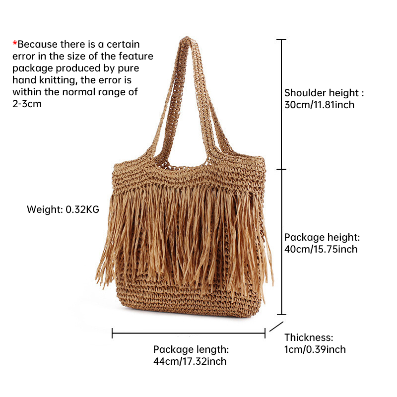 Beach Resort Chic: Handwoven Tassel Bag - Stylish, Spacious, and Versatile Crossbody Bag - Image 5