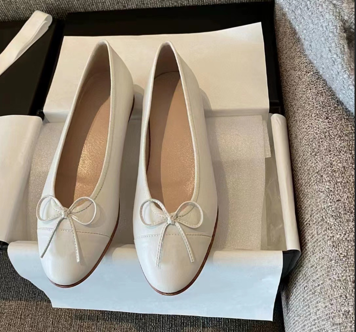 Ballet Flat Shoes Women Charming Classic Bow Slip-On Low Heel Plain Shoes - Image 7