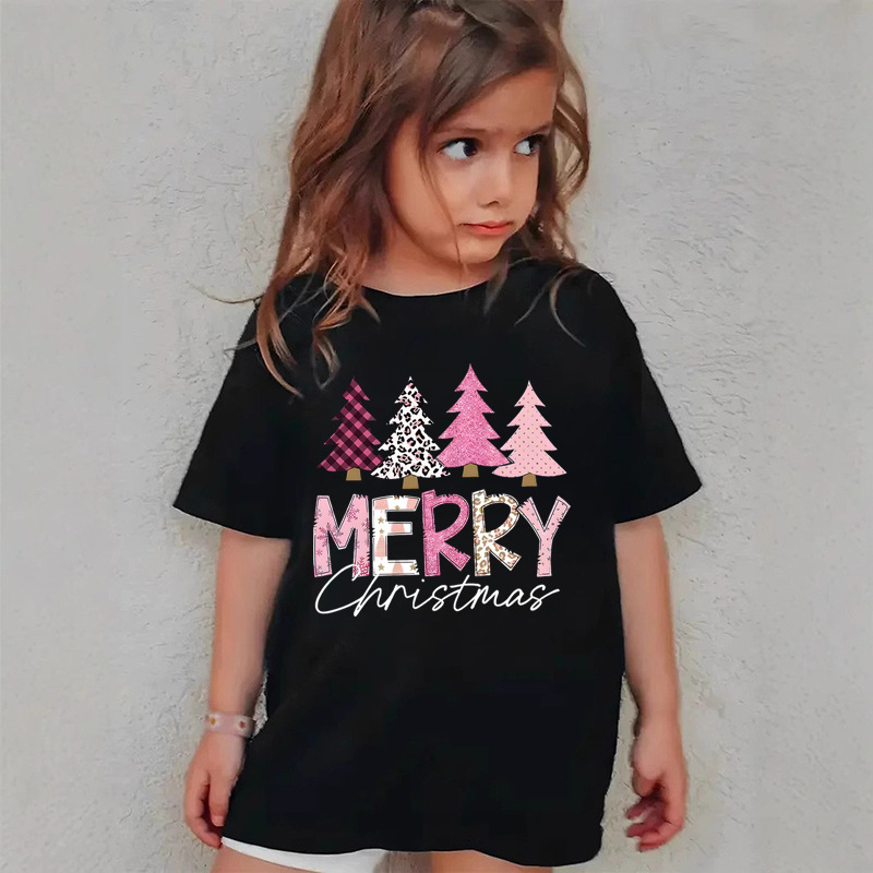Combed Cotton New Christmas Children's Short Sleeve Girls' T-Shirt Kids Clothing Boys' Short Sleeve - Image 10