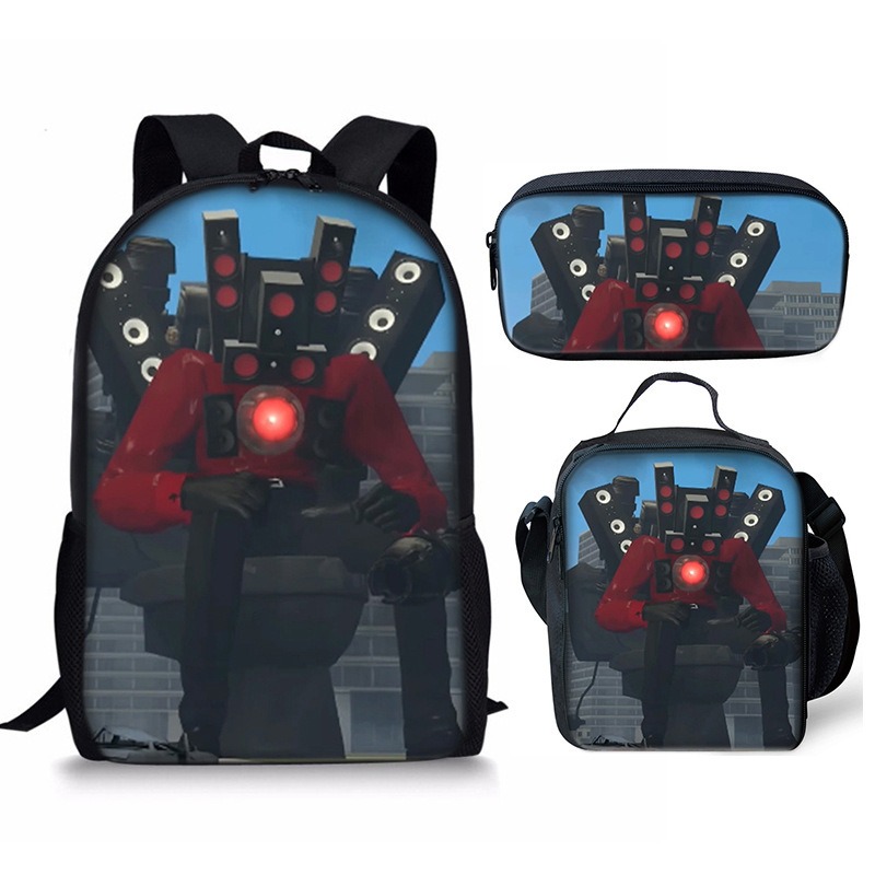 New 3PC-SET Skibidi Toilet Man Backpack Custom Game Peripheral Schoolbags For Primary Secondary School Teenage - Image 14