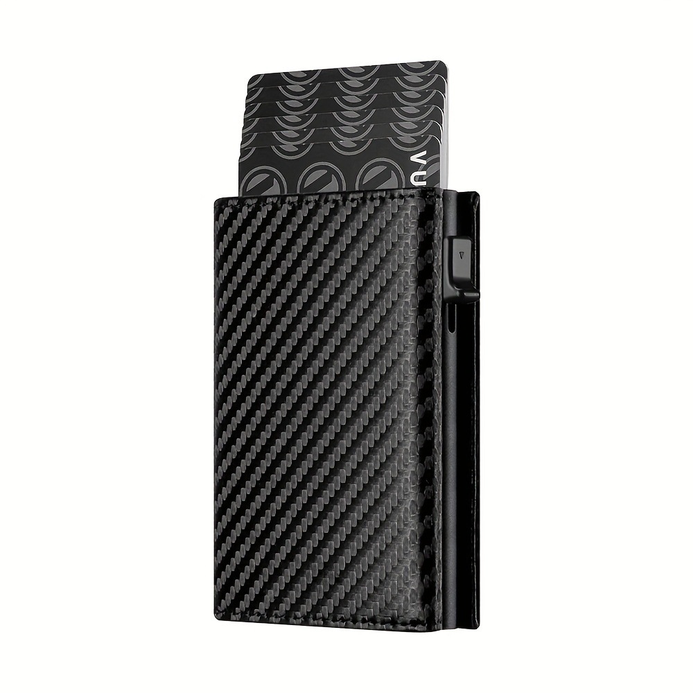 Men's Carbon Fiber Magnetic Card Clip PU Leather RFID Bank Card Bag Large Capacity Card Clip - Image 6