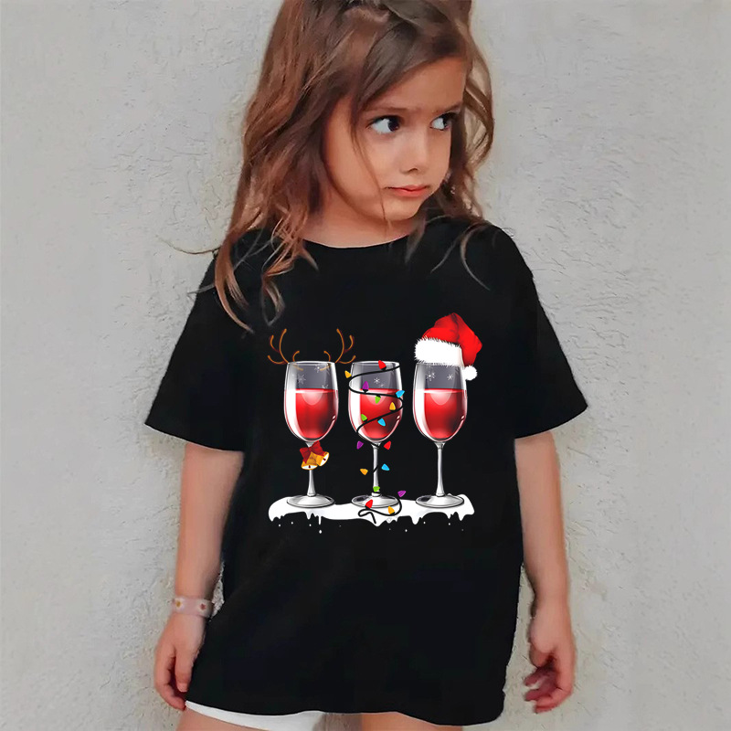 Combed Cotton New Christmas Children's Short Sleeve Girls' T-Shirt Kids Clothing Boys' Short Sleeve - Image 7