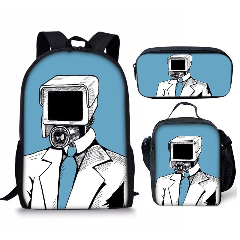 New 3PC-SET Skibidi Toilet Man Backpack Custom Game Peripheral Schoolbags For Primary Secondary School Teenage - Image 30