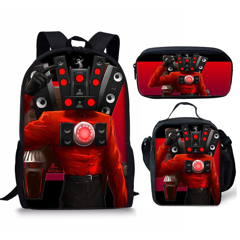 New 3PC-SET Skibidi Toilet Man Backpack Custom Game Peripheral Schoolbags For Primary Secondary School Teenage - Image 35