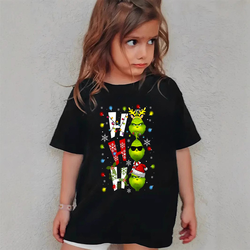 Combed Cotton New Christmas Children's Short Sleeve Girls' T-Shirt Kids Clothing Boys' Short Sleeve - Image 15