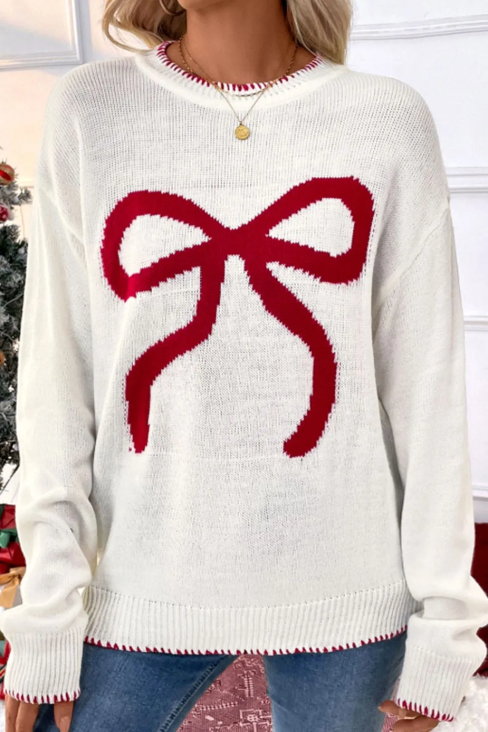 Sweet and versatile loose long sleeved round neck Christmas sweater for women - Image 7