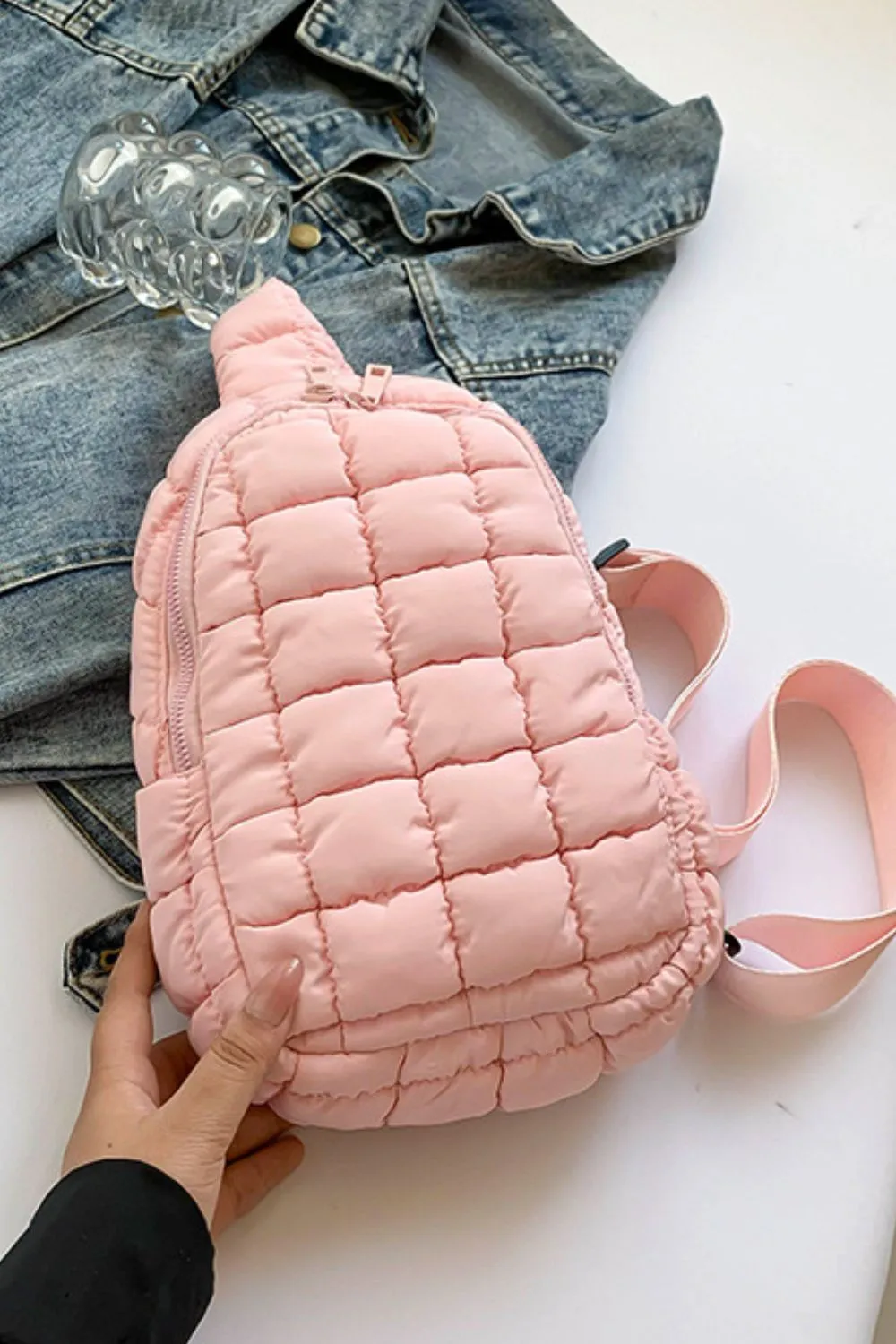 Quilted Nylon Crossbody Bag - Image 11