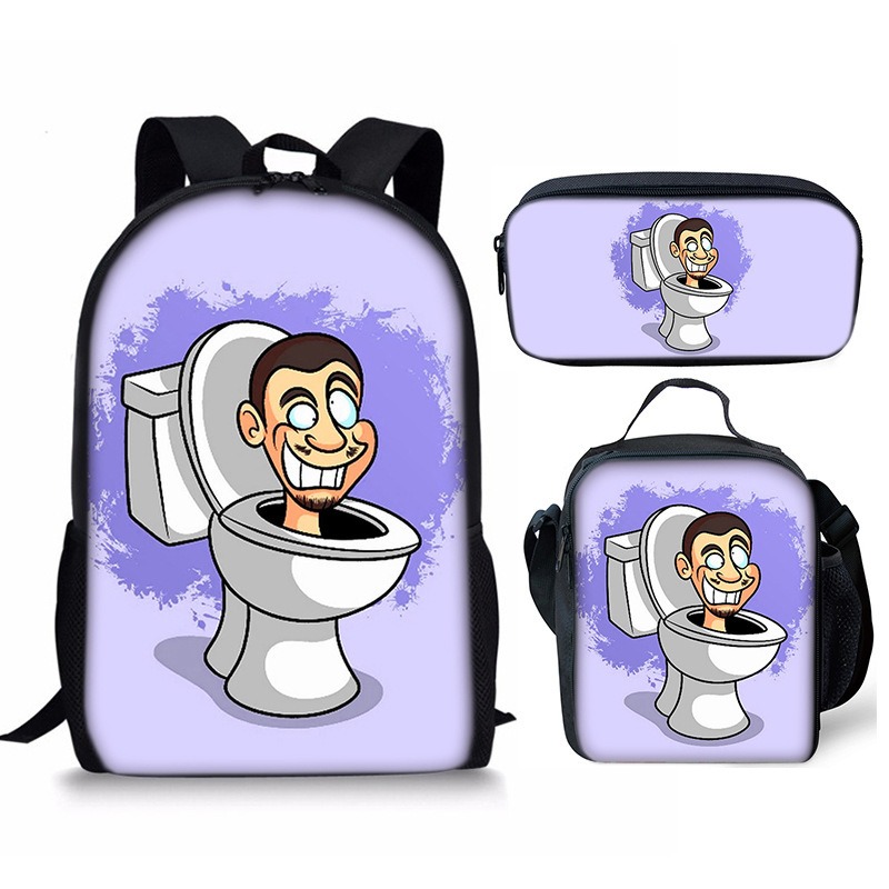 New 3PC-SET Skibidi Toilet Man Backpack Custom Game Peripheral Schoolbags For Primary Secondary School Teenage - Image 6